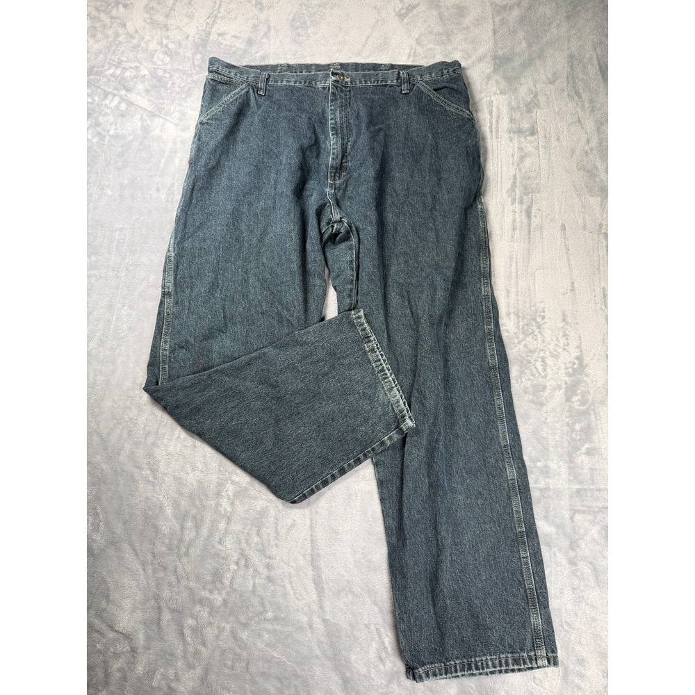 Wrangler Originals Carpenter Jeans Mens 42x32 Blue Denim Workwear Wide Leg